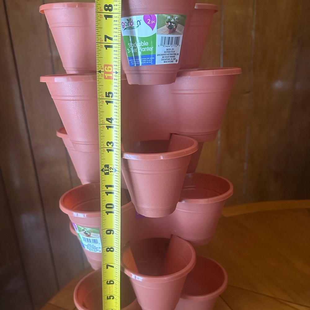Floral Garden Medium Stackable Plastic 3-Section Planters, 6 pc. Pack